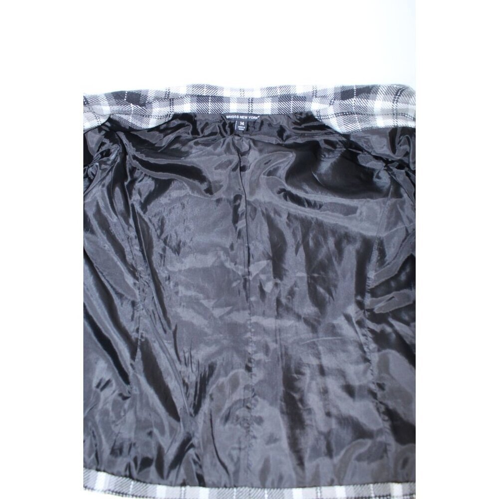 Briggs New York Plaid Blazer Women's 14 Black White Grey Lined Tailored Pockets‎ - Picture 10 of 14